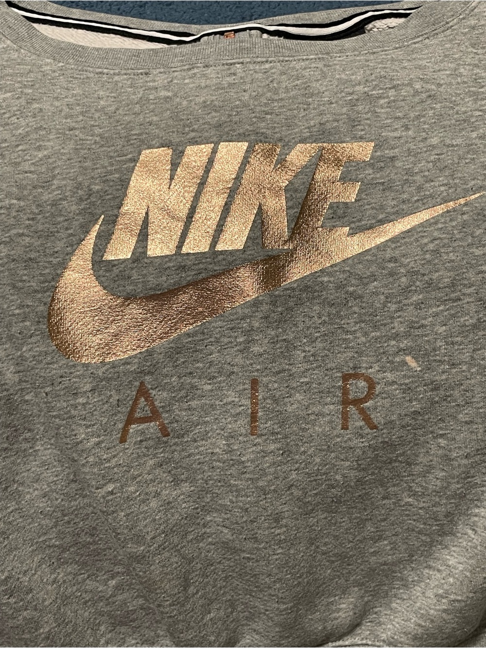 Nike Women's Gray Cropped Sweatshirt with Gold Logo - Picture 7 of 15